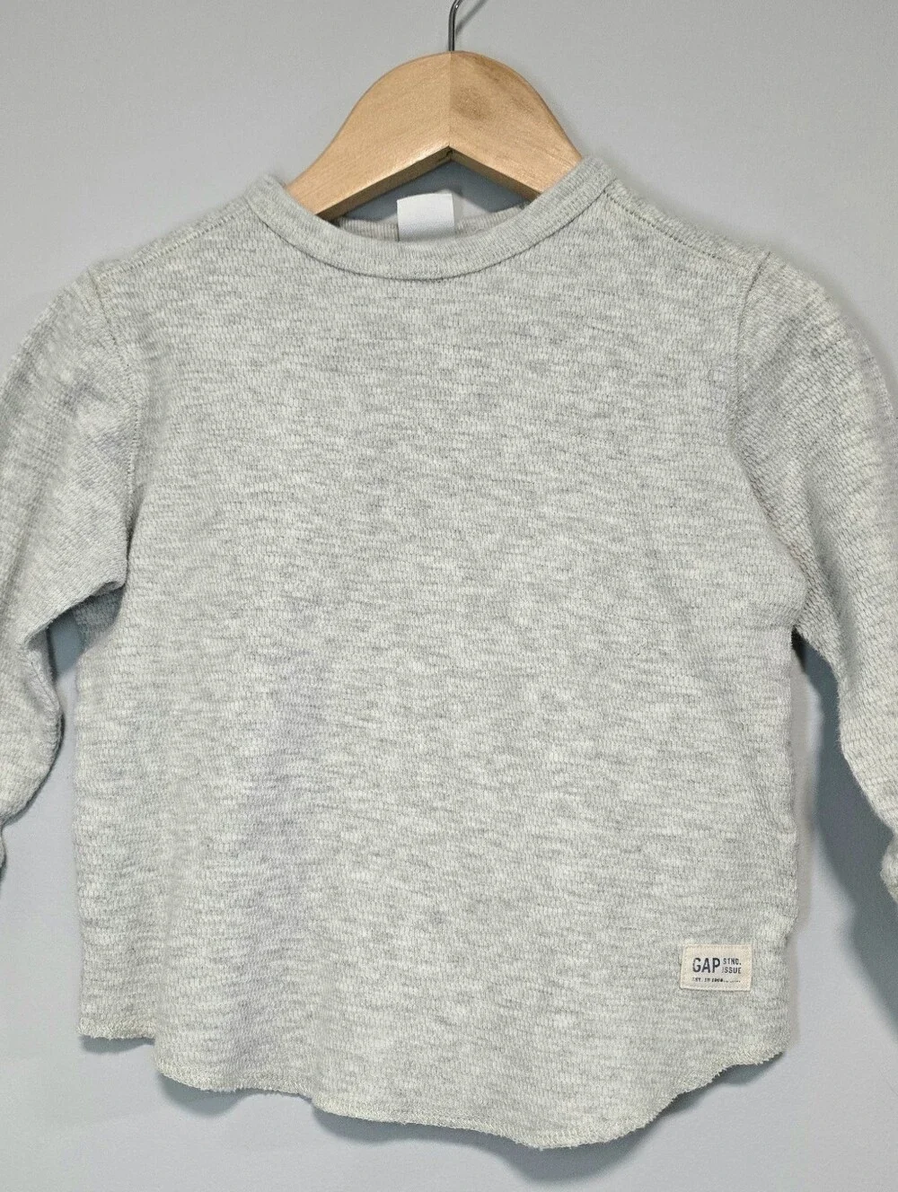 GAP Light Gray Kids Thermal Long Sleeve Top. Heavy Cotton.